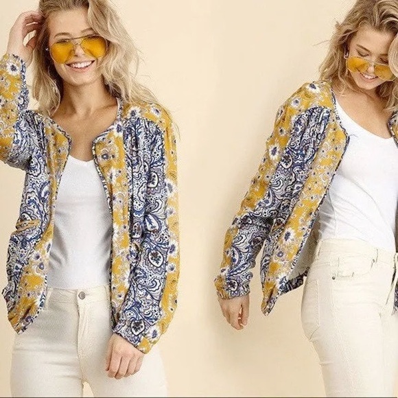 UMGEE Floral Print Bomber Jacket- Lightweight M - Picture 1 of 6